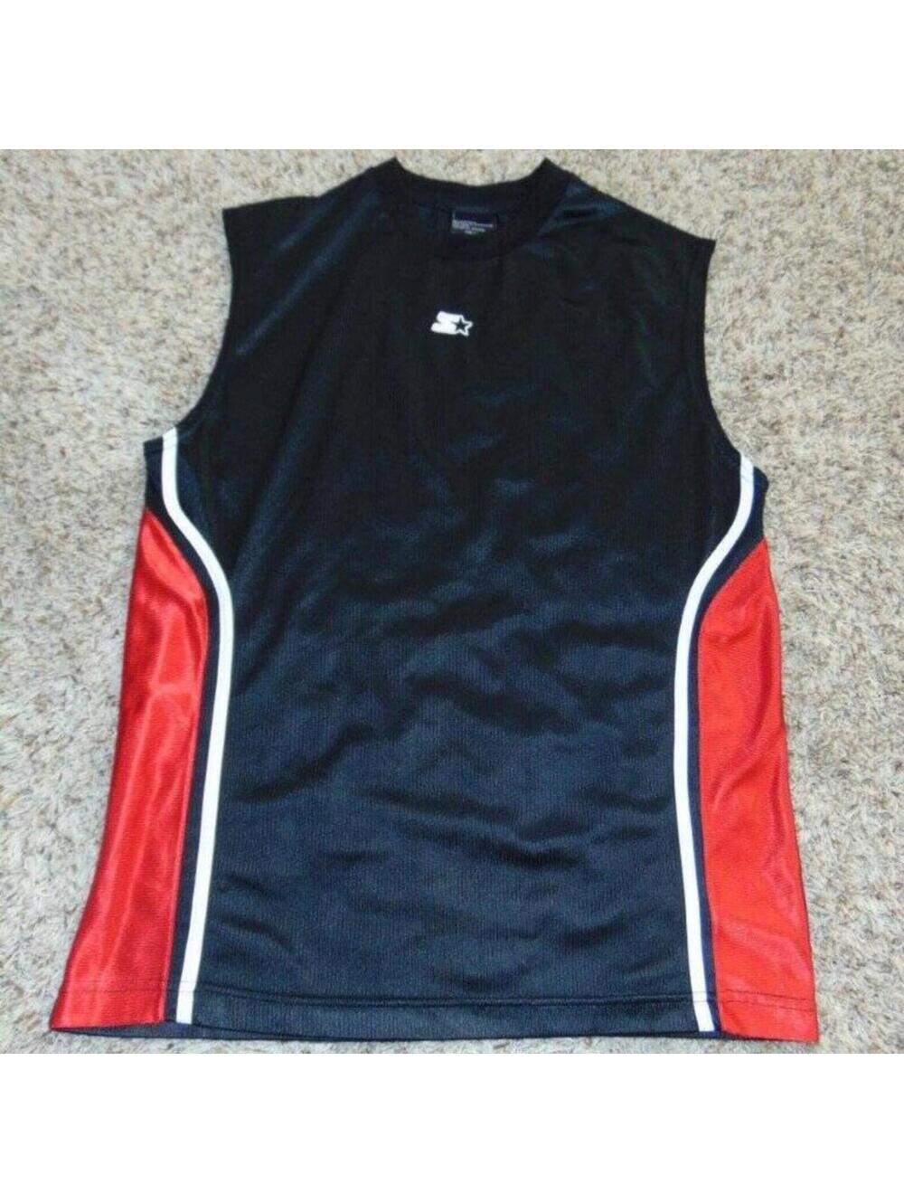 Starter Tank Top Boys 18 Black & Red Sleeveless Crew Athletic Shirt